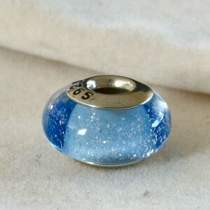 Elegant sparkling Blue Murano Glass Charm fit Pandora bracelets